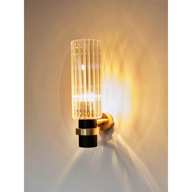 Magda I Wall Lamp in Brass with Aluminum and Fluted Glass by Marine Breynaert For Sale - Image 4 of 9