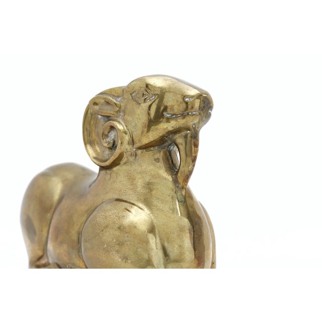 Late 20th Century Large Late 20th Century Brass Ram Figurine For Sale - Image 5 of 9