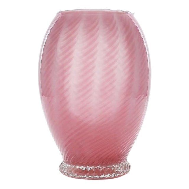 Small Blown Vase in Twisted Pink Opaline Glass, 1960s For Sale