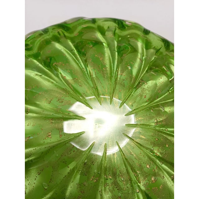 Large Green Bullicante Murano Glass Bowl with Gold Leaf, Italy, 1960s For Sale - Image 11 of 14