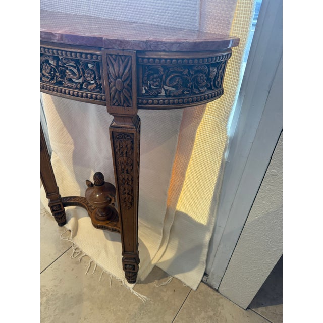 Mid 20th Century French Louis XVI Style Marble Top Wall Mounted Console Table For Sale - Image 9 of 16
