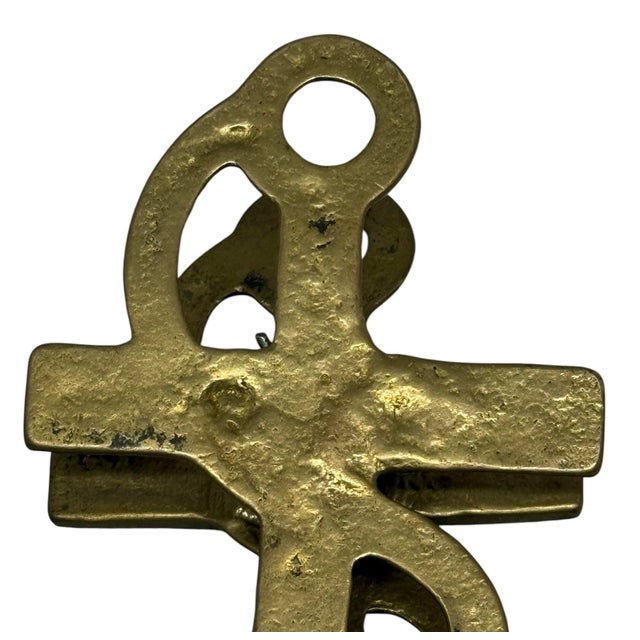 Solid Vintage Brass Ship Anchor Door Knocker — Nautical 4” Tall For Sale - Image 4 of 12