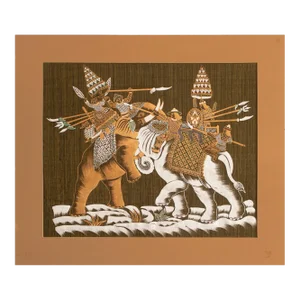 C. 1970s War Elephants Indian Textile Art