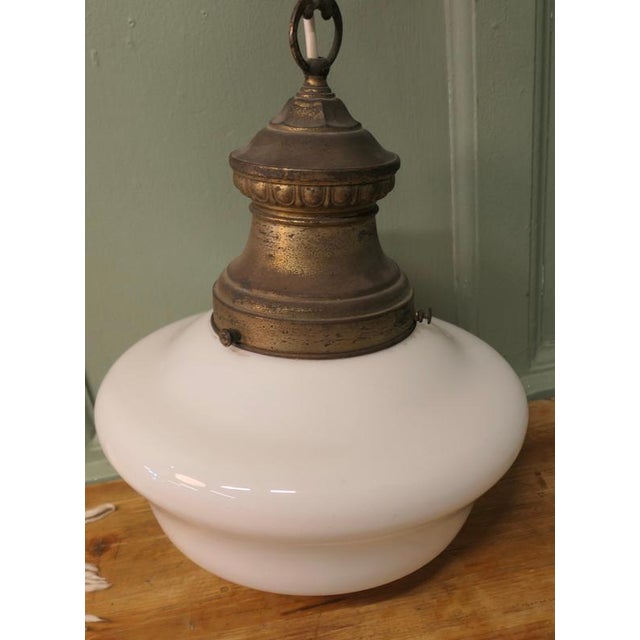 Industrial Glass Ceiling Lights, 1930s, Set of 4 For Sale - Image 4 of 7