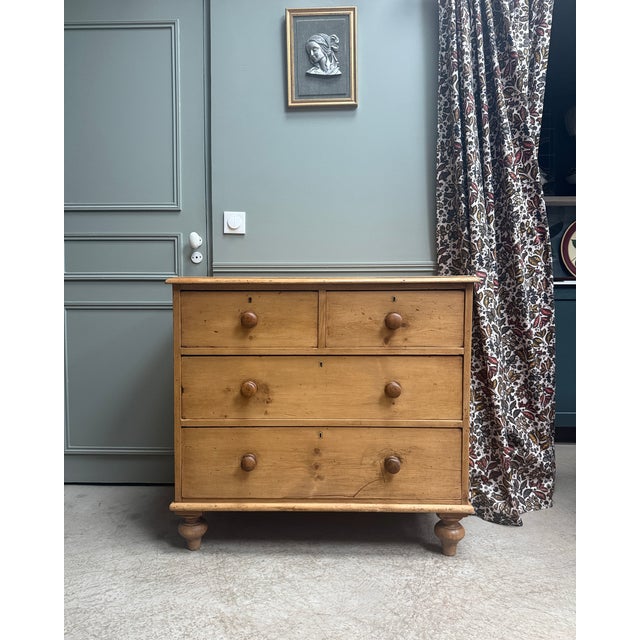 Wood English Pine Chest of Drawers, 1920s For Sale - Image 7 of 14