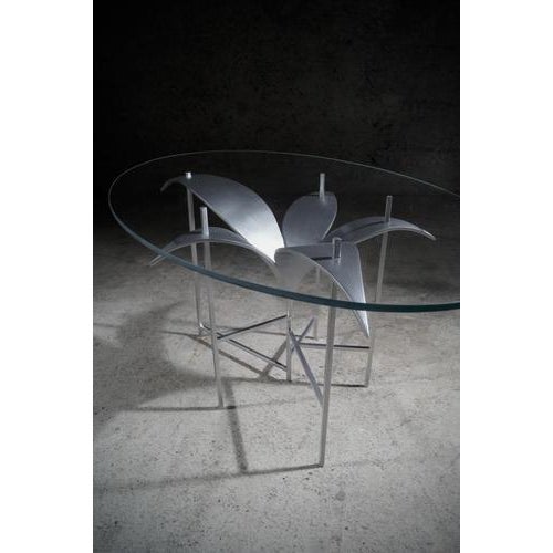 Coffee Table for a Botanist in Steel and Glass by Frederic Gaillard For Sale - Image 4 of 8