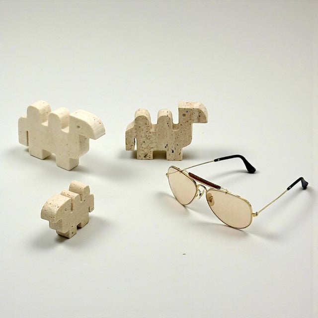 Italian Travertine Camel Sculptures, 1960s, Set of 3 For Sale - Image 4 of 13