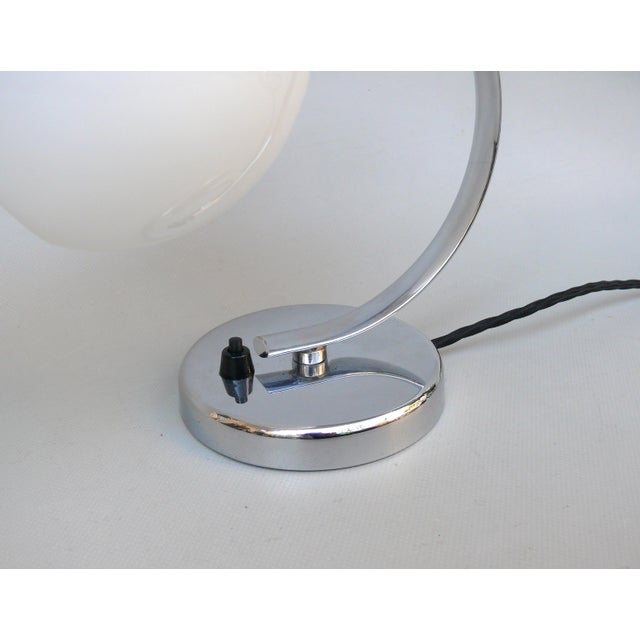 Vintage Art Deco Bedside Lamp with White Overlaid Glass Shade, Austria, 1930s For Sale - Image 14 of 18