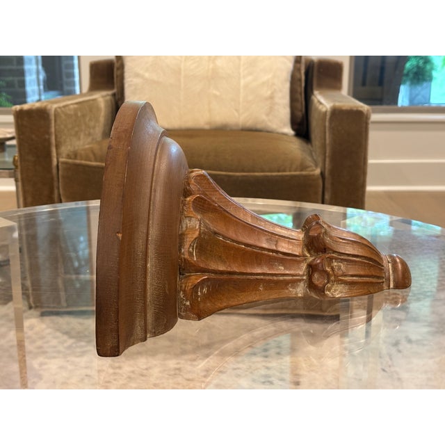 Large Scale Vintage Italian Hand-Carved Wooden Wall Shelf / Wall Bracket For Sale - Image 9 of 12