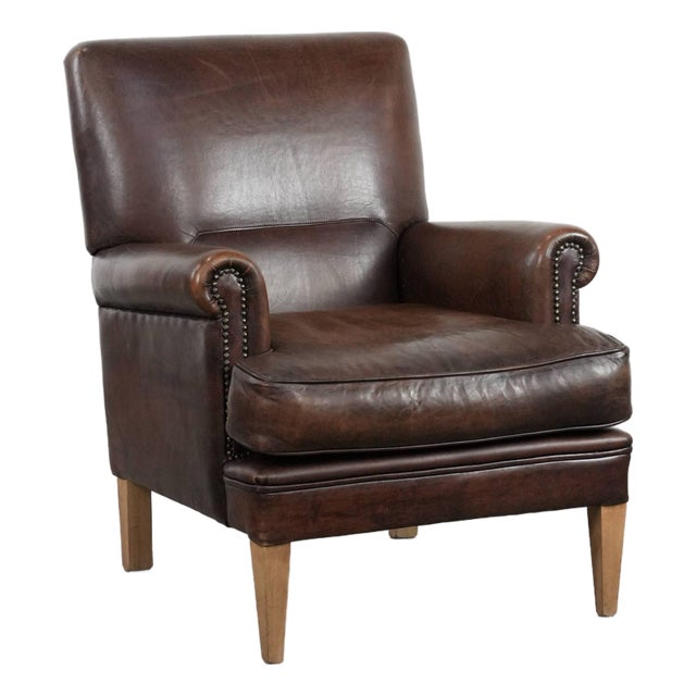 Club Chair in Sheepskin Leather For Sale