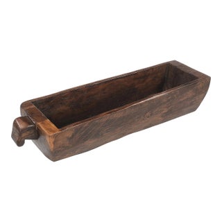Antique Reclaimed Wood Planter | Handcrafted Large Wooden Dough Bowl Centerpiece For Sale