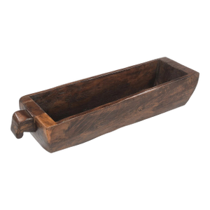 Antique Reclaimed Wood Planter | Handcrafted Large Wooden Dough Bowl Centerpiece