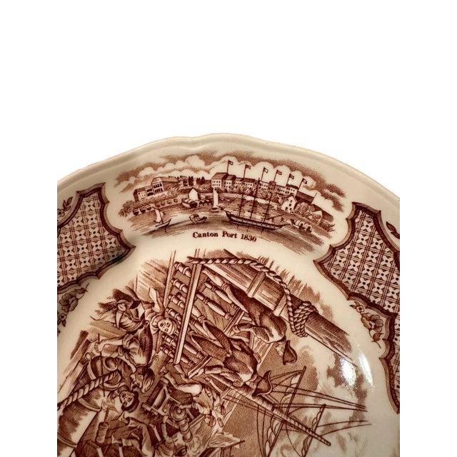 Mid 20th Century Vintage Alfred Meakin Staffordshire Fair Winds The Friendship of Salem Brown Salad Plates- Set of 10 For Sale - Image 5 of 9