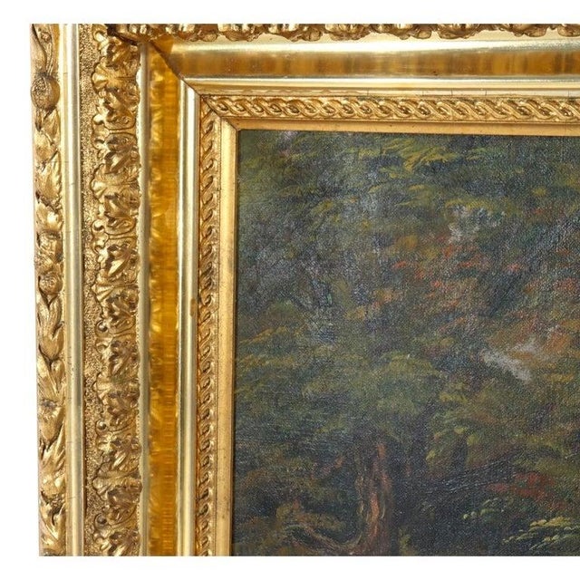 Hudson River School Oil on Canvas Painting of a River Scene 1890 For Sale - Image 9 of 10