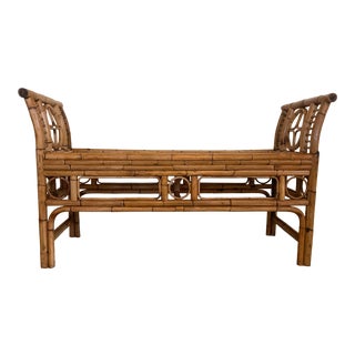 Vintage Brighton Pavilion Style Bamboo Bench For Sale