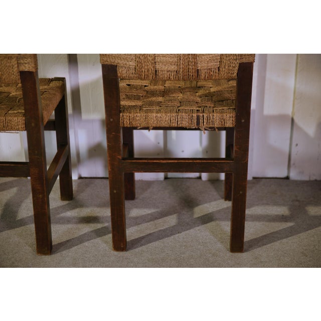 Brutalist Chairs with Braided Rope Seats, 1950s, Set of 2 For Sale - Image 12 of 13