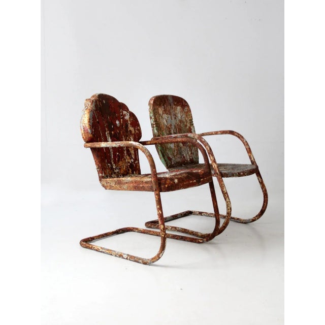 Mid-Century Metal Patio Chairs Set of 2 For Sale - Image 10 of 11