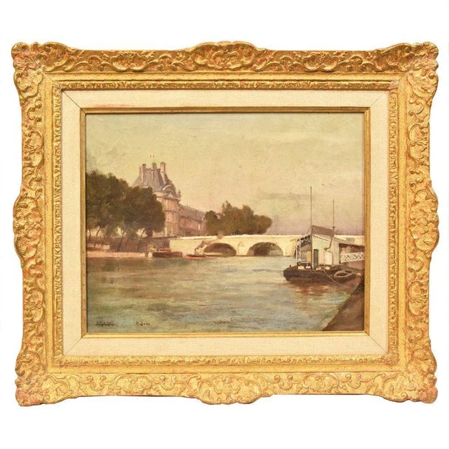 Gold P. Sain, Pont Neuf in Paris, Oil on Canvas, 19th Century For Sale - Image 8 of 8