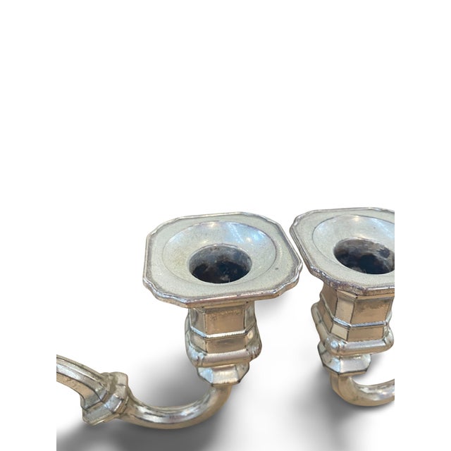 Vintage German Silver-Plated Metal Candleholders, 1960, Set of 2 For Sale - Image 11 of 17