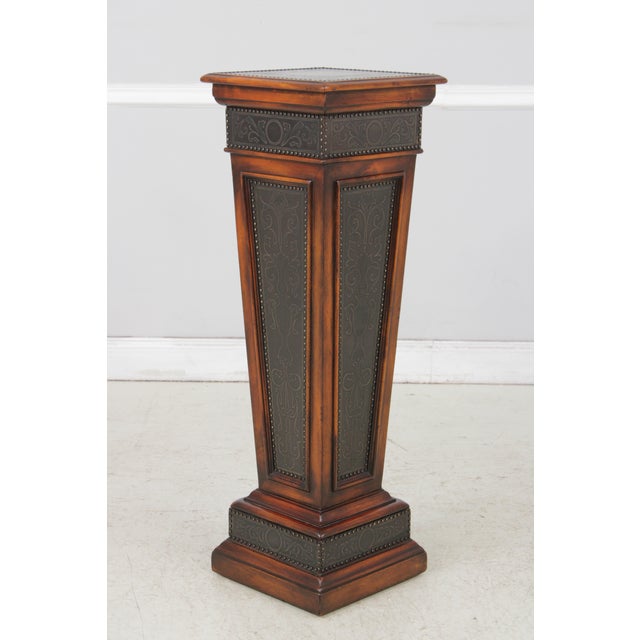Traditional Theodore Alexander Metal Clad Display Pedestal Stand For Sale - Image 3 of 15