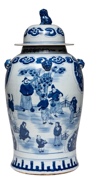 Chinese Blue and White Ruyi Baluster Jar