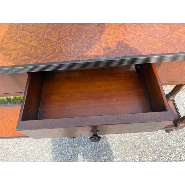 1990s Theodore Alexander the Louis XVI Leather Console Table For Sale - Image 11 of 13