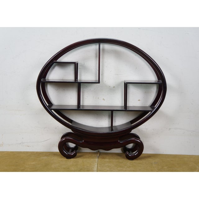 2 Chinese Chinoiserie Round Ming Style Tiered Display Stands Racks Shelf 19" For Sale - Image 6 of 13