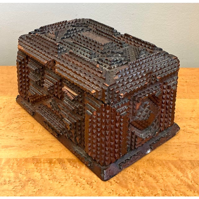 Vintage Tramp Art Wood Box For Sale - Image 12 of 12
