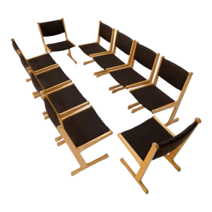 Set of 10 Danish Mid Century Modern Cado Dining Chairs Wool Upholstery Denmark