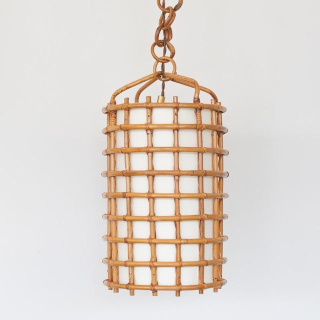 1960s Italian Rattan Pendant Light For Sale - Image 4 of 11