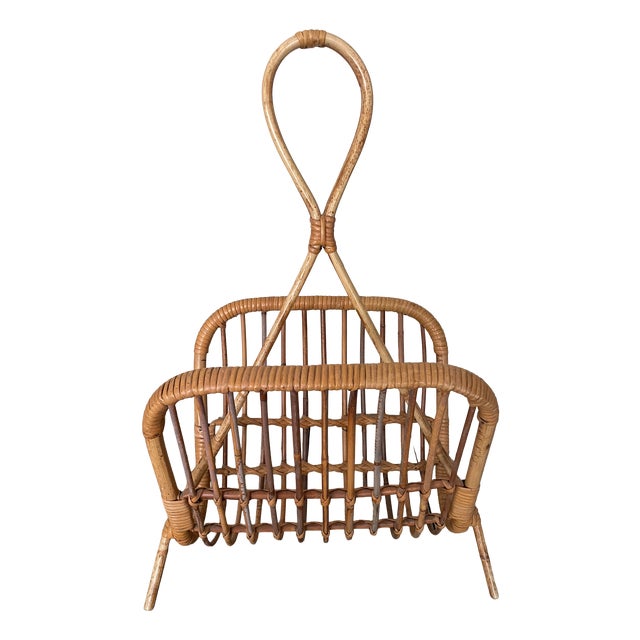 Bamboo Newspaper Holder, 1960s For Sale