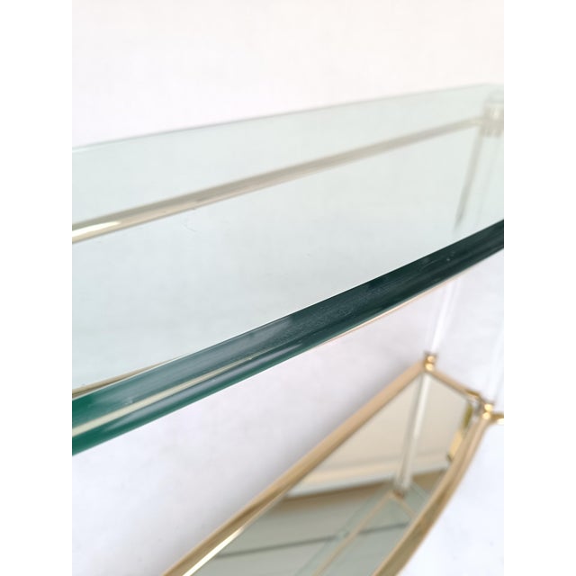 Console Table in Acrylic and Glass with Gold Metal, 1980s For Sale - Image 9 of 10
