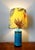 Blue Ceramic Lamp with Claw Feet and Foliage Lampshade, 1960s For Sale - Image 4 of 14