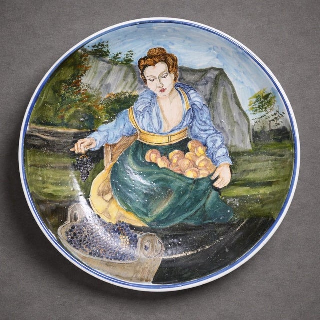 Blue Painted Ceramic Dish by A. Del Bianco for Gubbio, 1920s For Sale - Image 8 of 8