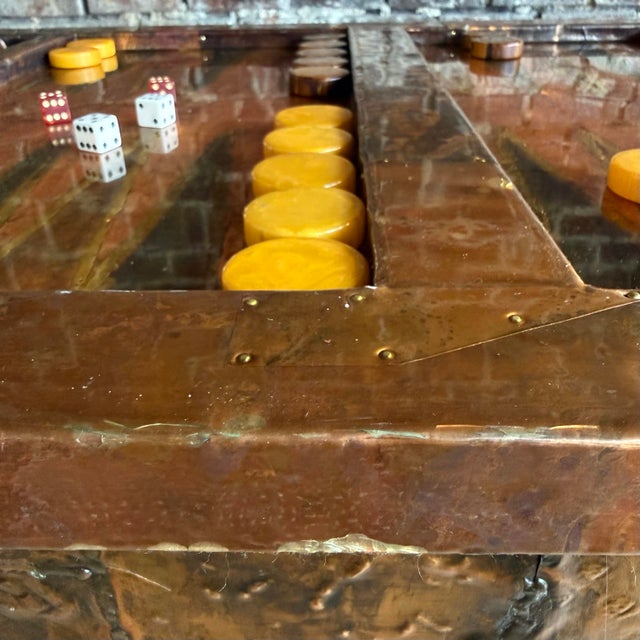 Mid-Century Modern Paul Evans Copper Clad Backgammon Table Studio Made For Sale - Image 3 of 12