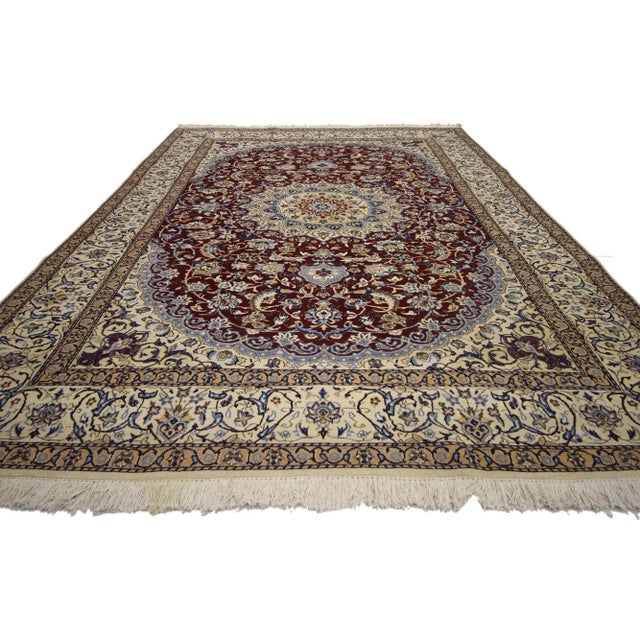 Persian Nain Wool & Silk Rug - 06'08 X 09'04 For Sale - Image 4 of 5