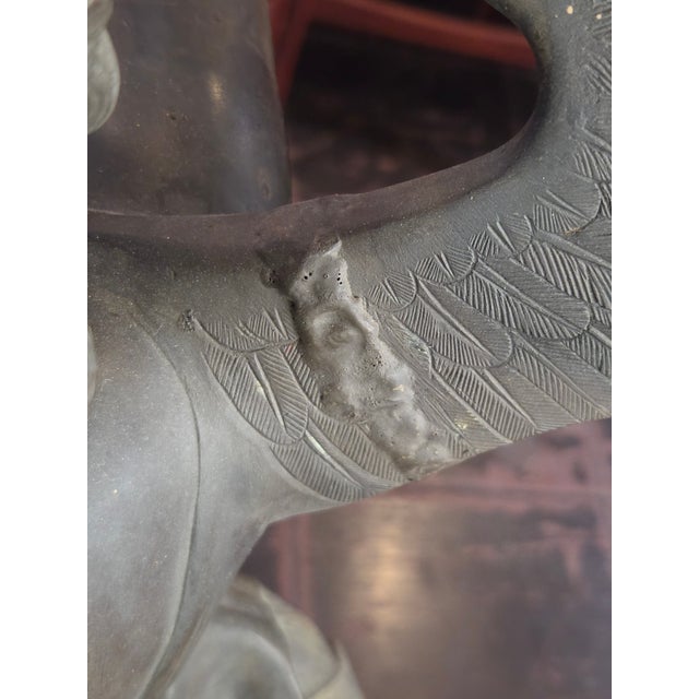 Antique 1900s Large Victory Bronze Statue on Marble Base Snakes Symbol Triumph Over Evil For Sale - Image 14 of 15