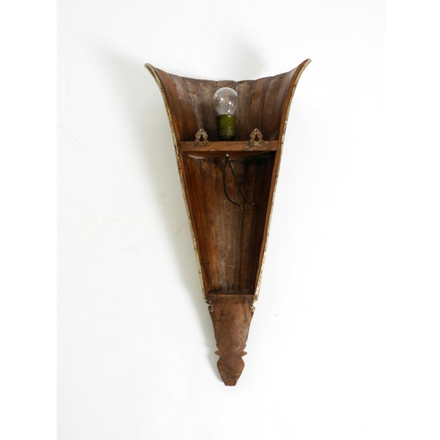 Wood Large Wall Lamp in Aluminum-Plated Wood, 1950s For Sale - Image 7 of 14