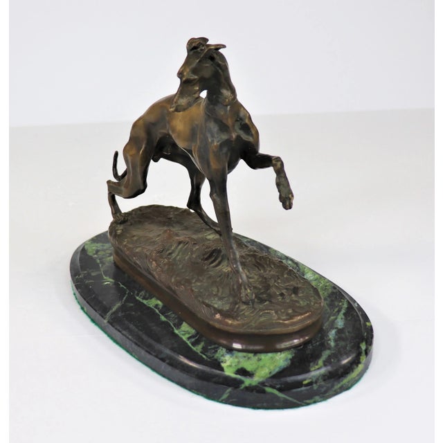 Circa 1800's Pierre-Jules Mene French ''Greyhound '' Signed Sculpture. This extraordinary, bronze greyhound dog sculpture...