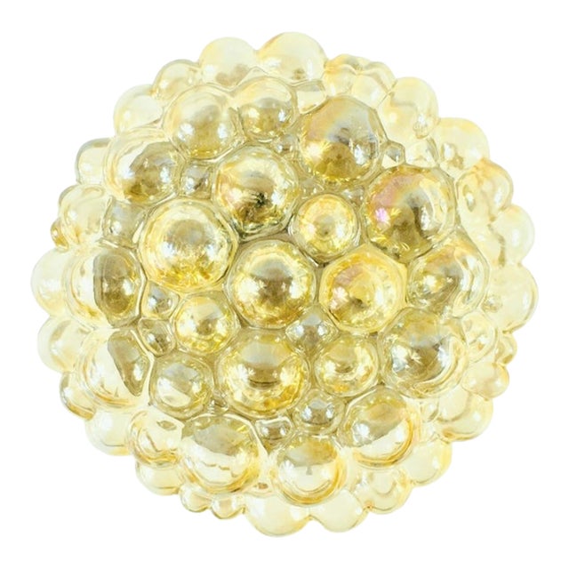 1960s Large Mid-Century Modern Amber Bubble Glass Ceiling Light/Flush Mount by Helena Tynell for Limburg, Germany For Sale