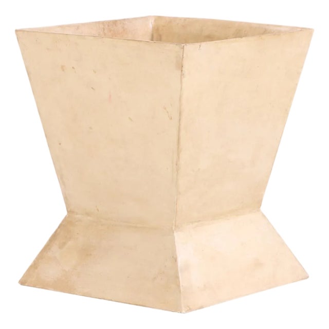 A Parchment Covered Geometric Waste Basket For Sale