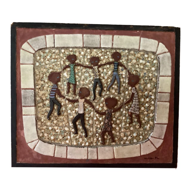 Vintage Ceramic Wall Sculpture by Marilyn Fox, Mosaic Wall Art For Sale
