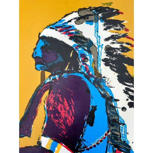 Large 50" Style of Fritz Scholder Native American Framed Print in Canvas For Sale In Denver - Image 6 of 13