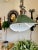 Fantastic, Antique, French, Industrial Light Fixtures. White Interior, Green Exterior.