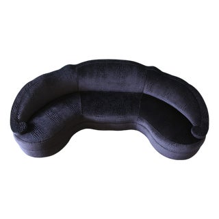 Vintage 1960s Attributed to Michael Taylor Designs Schiaperelli Sofa 121.5" Couch, Black Alligator For Sale