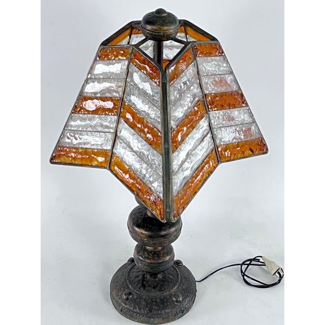 Large Brutalist Thick Glass and Metal Table Lamp by Longobard, Italy, 1970s For Sale - Image 4 of 18
