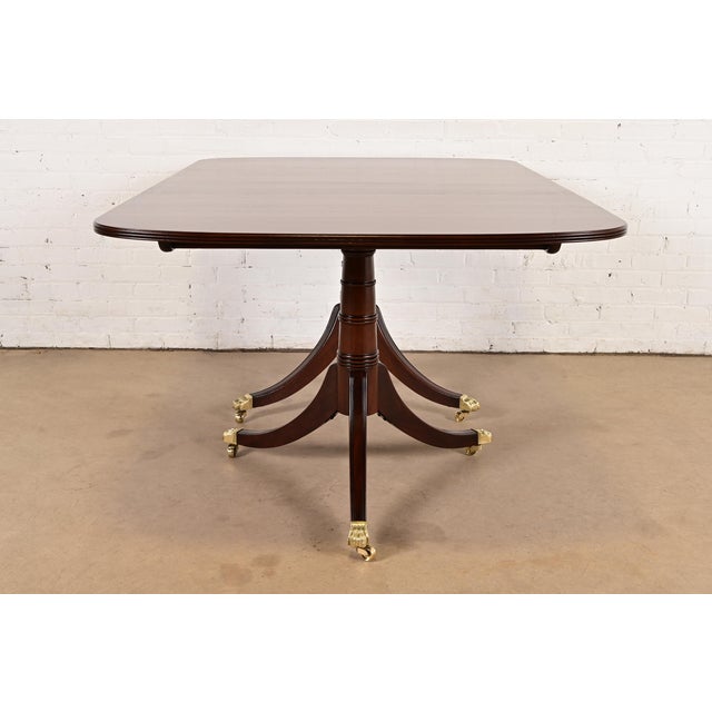 Brown Stickley Georgian Banded Mahogany Double Pedestal Dining Table, Newly Refinished For Sale - Image 8 of 10