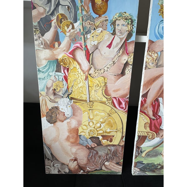 Textile The Triumph of Bacchus and Ariadne Diptych, 1990s, Painted Canvases, Set of 2 For Sale - Image 7 of 10