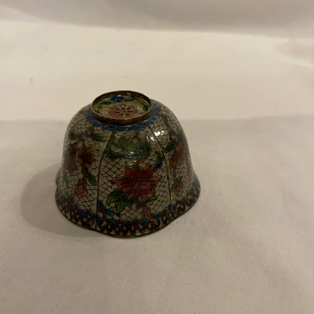 Fine and rare late 19th Century Japanese or Chinese shotai shippo Plique a jour cloisonné diminutive bowl with shaped rim....