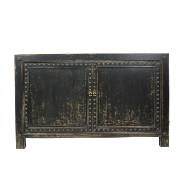 This black sideboard credenza is handmade, using traditional Chinese furniture construction and joinery and hand finished...